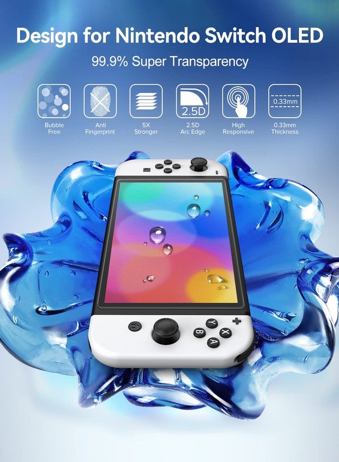 إيفولير واقي شاشة من الزجاج المقوى غير اللامع من إيفولر، عبوة من قطعتين، لجهاز نينتندو سويتش موديل OLED، واقي غير لامع مضاد للوهج مع [إطار محاذاة] حماية كاملة مضادة للخدش لجهاز نينتندو سويتش موديل 7 بوصة - Image 2